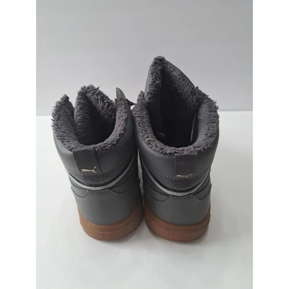 PumaCaven Mid Winter Shoes Mens Sz 11 Gray Brown Faux‎ Fur Sneakers Trainers